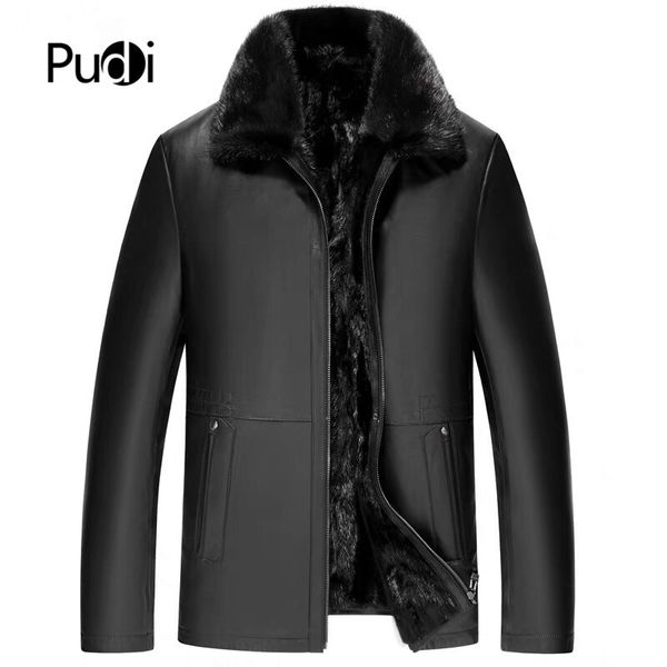 

pudi mt916 2019 new fashion men jacket genuine sheep leather wink hair inside real fur jacket winter warm coat outwear, Black;brown