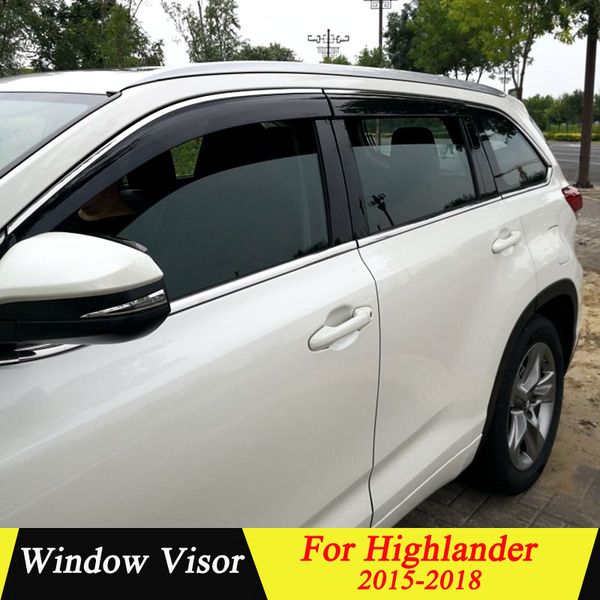 

for toyota highlander 2015-2018 plastic black window visor vent shades sun rain deflector guard auto accessories 4pcs/set