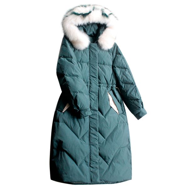 

fur collar women's down jacket winter coat female jacket women clothes 2019 korean vintage parka white duck down zt3969, Black