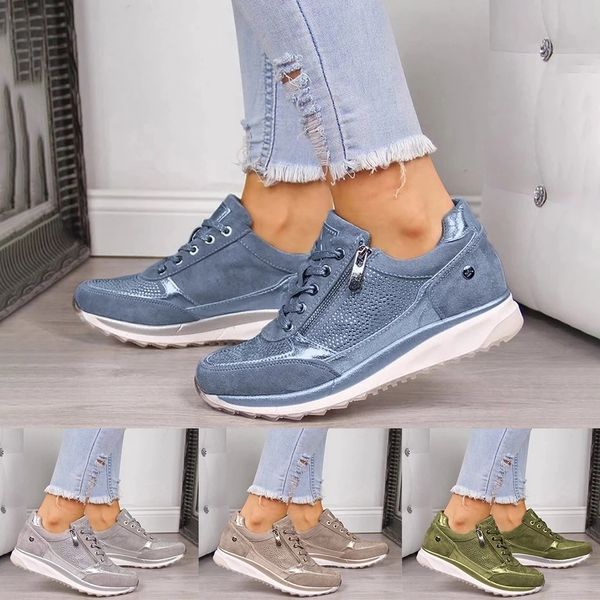 

женщины повседневная обувь 2020 мода клин плоские ботинки на молнии узелок comfort ladies кроссовки женский цельнолитные обувь zapatillas mu, Black