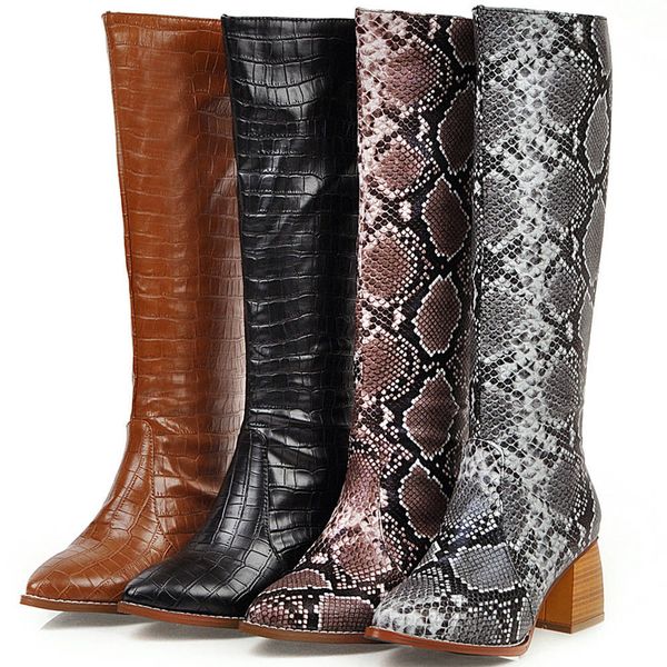 

classic shoes woman boots female shoes heels knee high boots women, Black