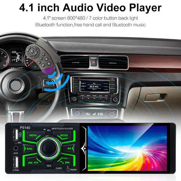 

автомагнитолы 4,1-дюймовый сенсорный экран автомобиля радио bluetooth rds am / fm stereo car radio player поддержка камеры заднего вида usb