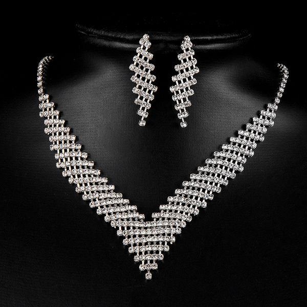 

crystal bridal wedding jewelry sets african beads silver color rhinestone women necklace sets engagement jewelry