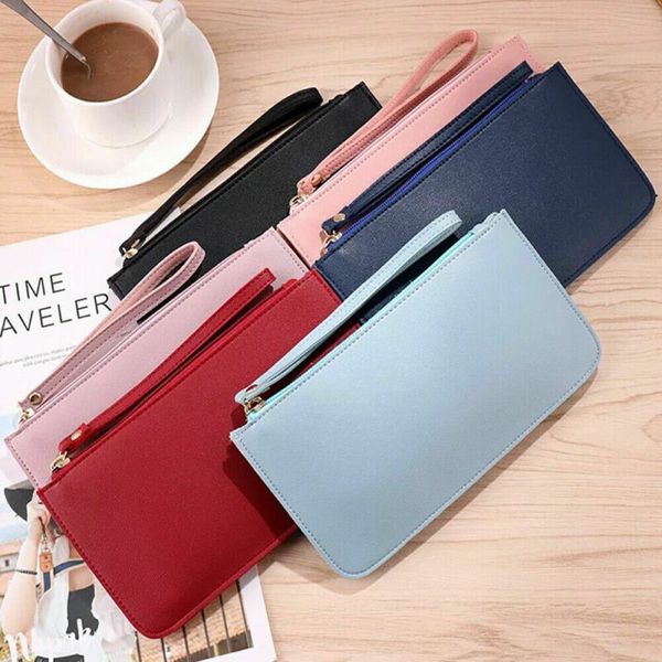 

women lady pu leather wallet long card holder phone bag case purse handbag us