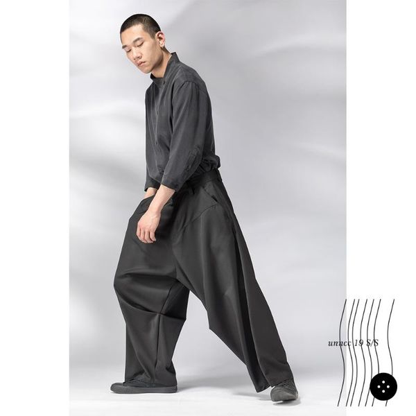 

27-44 customized new men's clothing fashion original design personality blending tailoring split loose fall pants, Black