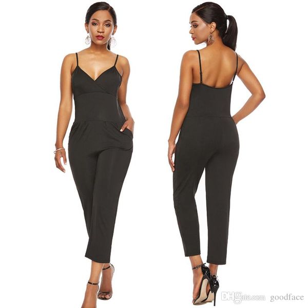 

женщины слинг комбинезоны женщины лето глубокий v нэч сексуальный комбинезон брюки спинки мода повседневные костюмы плюс размер, Black;white