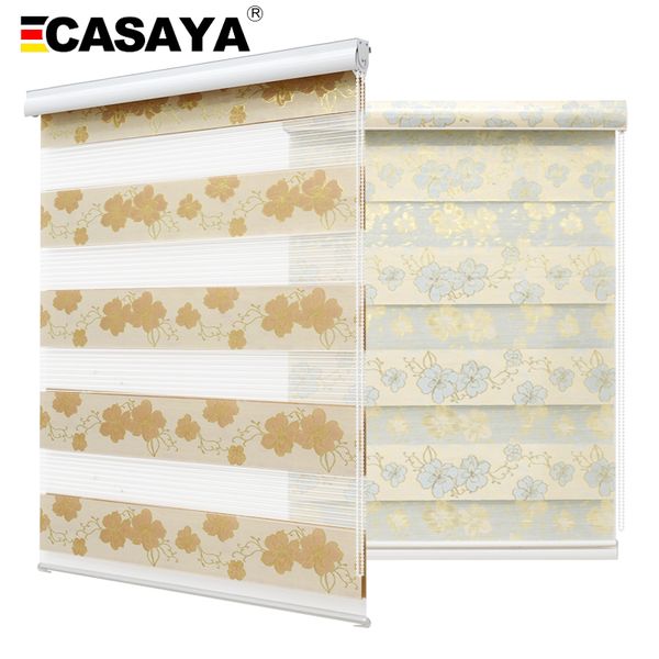 

casaya luxury bronzing fabric zebra blinds blackout fabric gold silk jacquard flower fashion roller blinds for home decoration