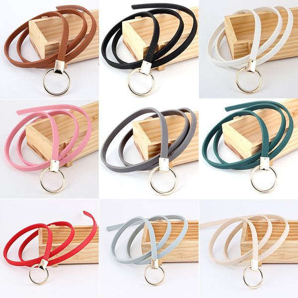 

thin pu leather belt women waist belt lovely solid pu leather strap cinturon mujer cinto feminino cinturones o ring v1, Black;brown