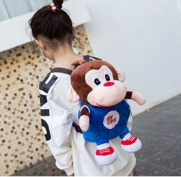 

amazing h new cartoon cute monkey doll plush backpacks toys for kids new baby canvas bag doll plush schoolbag kids bags h