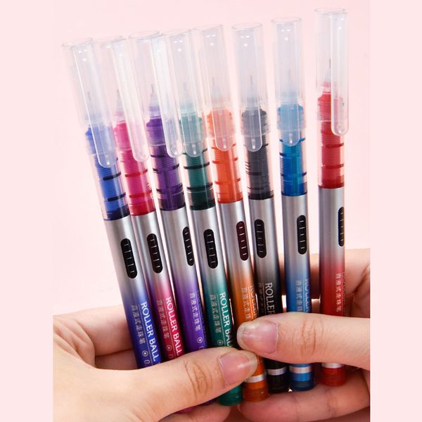 

8pcs multiple colour big capacity colors ink gel pen student school office stationery fine roller ball pen