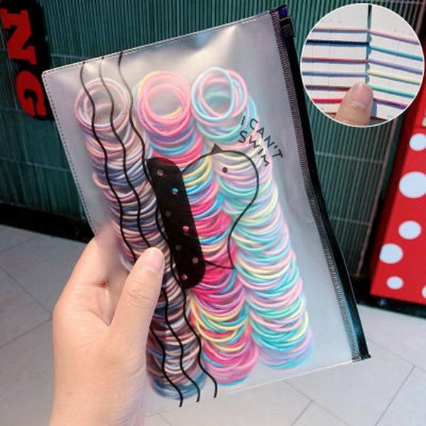 

1000/300/200pcs/pack high elastic hair rubber bands for baby girl small hair ties ribbon candy bar scrunchies kid accessories, Slivery;white