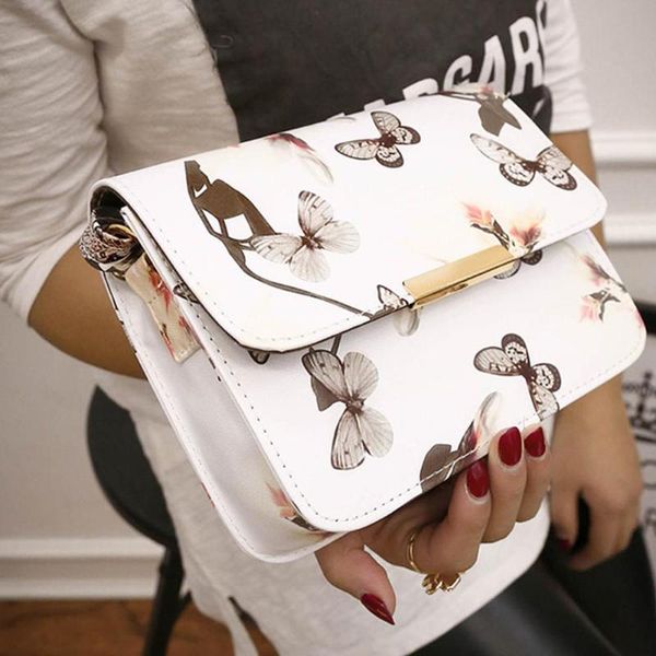 

women small square shoulder bag butterfly flower pu leather lady crossbody messenger bag