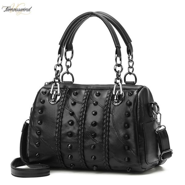 

handbags women 2020 genuine leather bag women bags designer messenger bags female tote rivets shoulder bag
