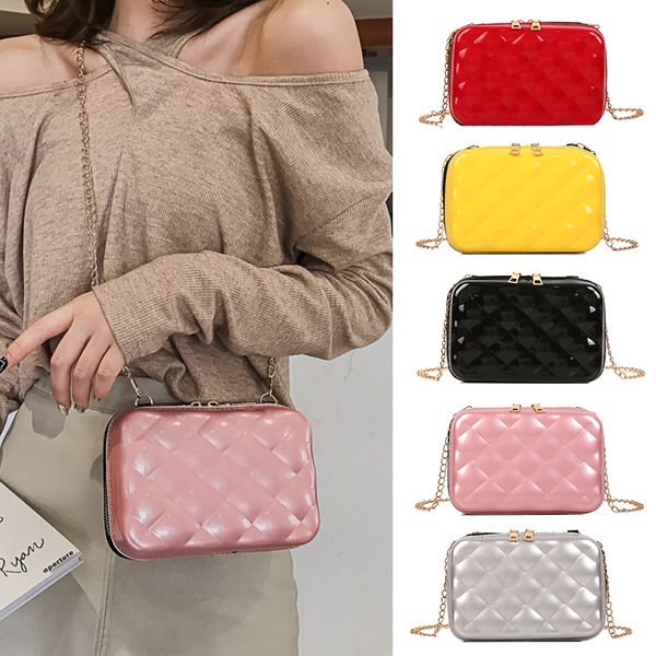 

2019 new fashion crossbody single shoulder bag small rectangle handbag with golden chain strap for women girls bs88