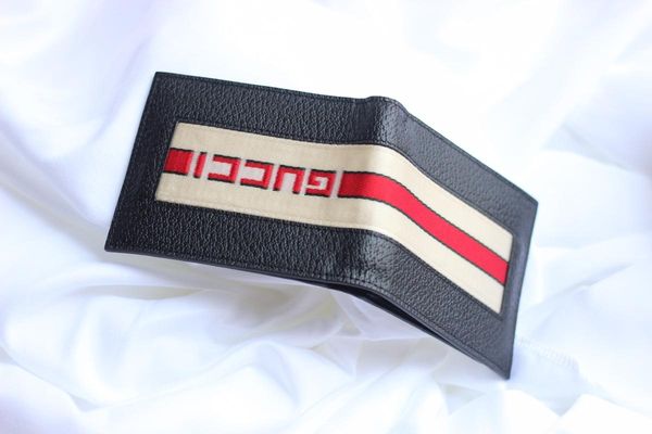 

retro short wallets for men real leather square wallet leather purse card holder men with box w12*h9.5cm, Red;black