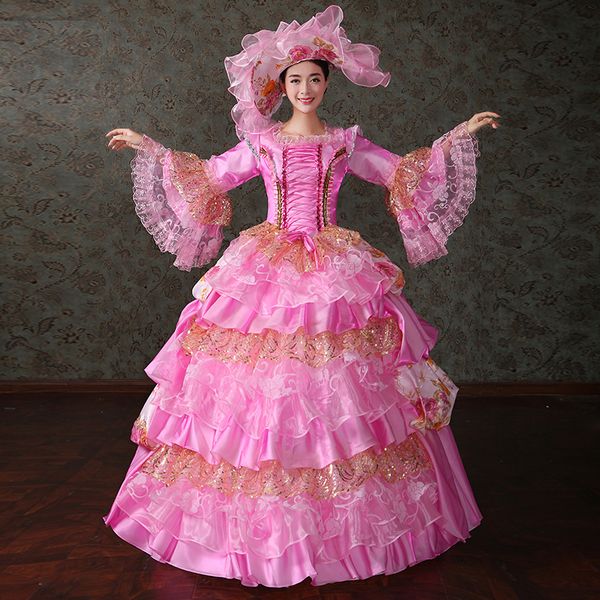 

princess renaissance costume women's dress puff sleeve retro court evening gown 2019 cupcake royal prom stage show dresses, White;black