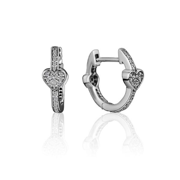 

2018 new good quality 925 sterling silver alluring hearts hoop earrings, clear cz earring for women wedding jewelry making, Golden