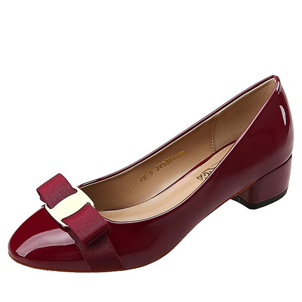 

classic brand pumps ladies square high heels japanned leather bride-maid shoes ladies work dress pumps 2020 women wedding shoes, Black