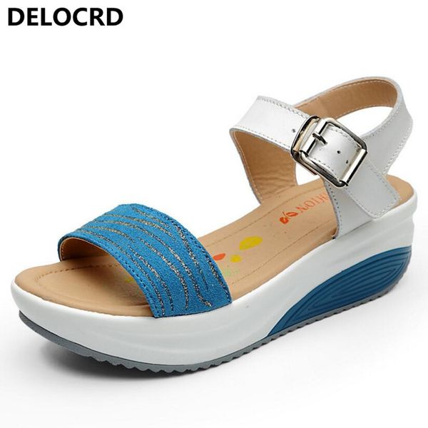 

summer sandals female 2020 leather heel sandals thick bottom women's leather casual shoes flat shoes slippers, Black