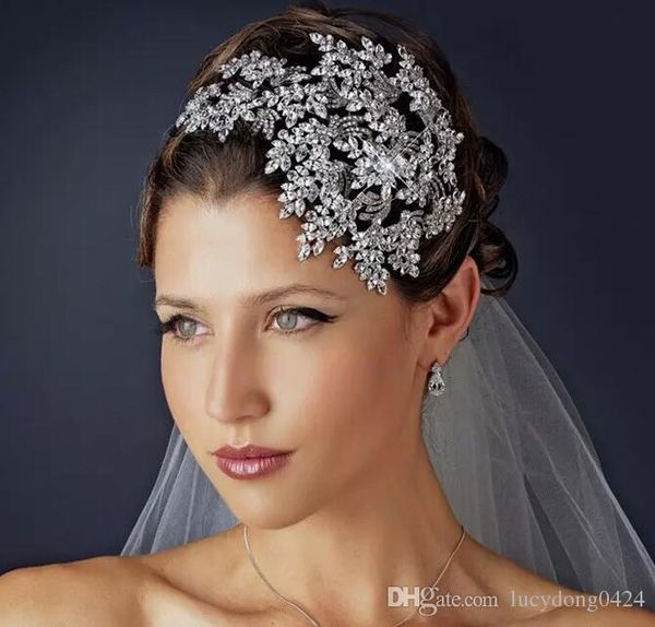 Neue Hochzeit Braut Kristall Strass Silber Königin Stirnbänder Tiara Kopfschmuck Prinzessin Haarschmuck Festzug Abschlussball Einzelhandel Jewelry273q