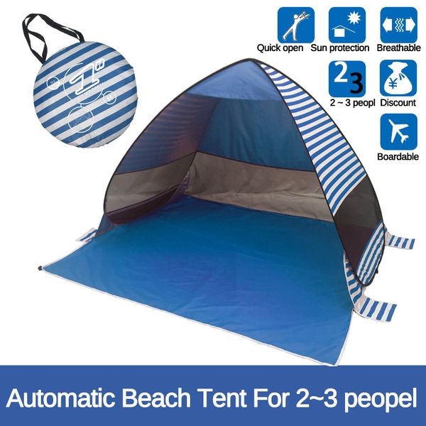 

2s instant -up open automatic camping tent beach tent 2 persons anti uv awning tents outdoor sunshelter 200x165x130cm