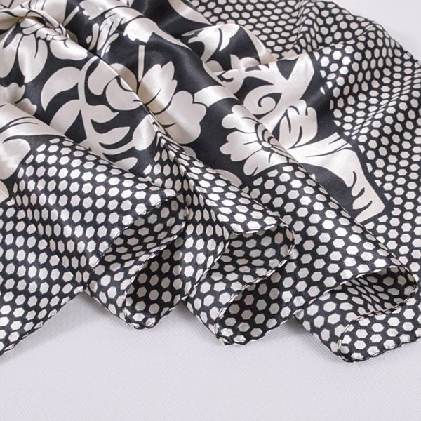

ladies square scarves printed new fashion apparel accessories women black white dot silk scarf 90*90cm scarves wraps, Blue;gray