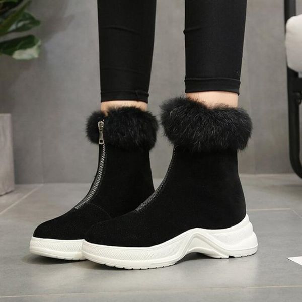 

agutzm winter new arrival fashion suede leather women snow boots warm plush women's boots waterproof ankle flat shoes y813, Black