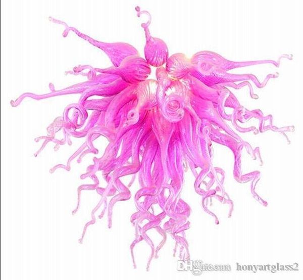 

lr125-pink colored blown glass chandelier wedding decorative led ac hanging glass modern european crystal chain chandeliers