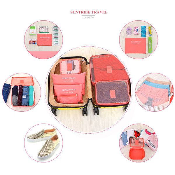 

travel luggage storage clothes storage organizer portable cosmetic bags bra underwear pouch makeup bag home 6pcs/set dhl