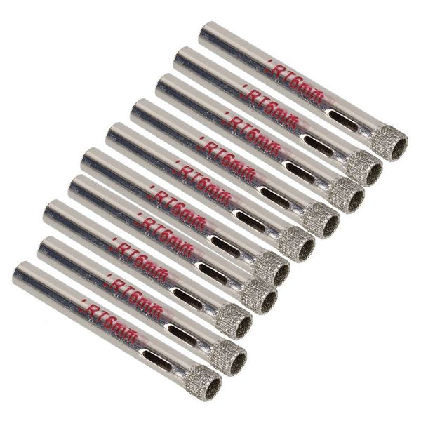 

10pcs 6mm diamond coated drill bit tile ceramic glass hole saws silver wwo66