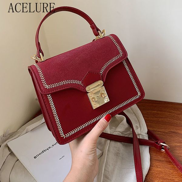 

acelure scrub pu leathersolid color crossbody bags for women lady shoulder messenger bag female travel handbags shopping purse