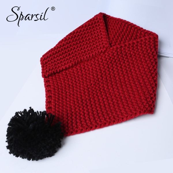 

sparsil kids winter cute wool knitted ring scarves hit color knit ball children soft neck warmer boys girls thick crochet scarf, Blue;gray