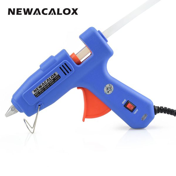 

newacalox 60w 100w eu plug diy melt glue gun with 1pc 11mm silicone stick heat temperature hand tool thermo gluegun nozzle