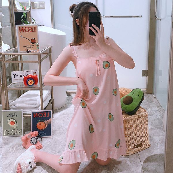 

nightdress deep sleeveless sleepwear women casual cotton silk nightie nightgown sleeveless lace sling nightwear home dress, Black;red