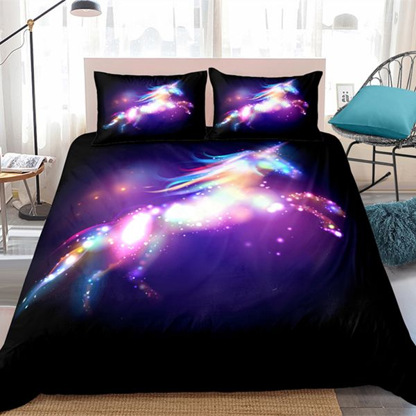 

yi chu xin kids starry sky unicorn duvet cover set galaxy unicorn bedding set luxury bed microfiber fabric