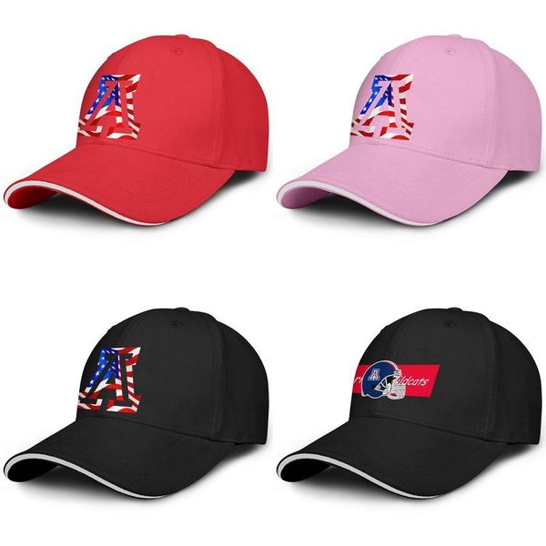 

arizona wildcats football red logo baseball adjustable sandwich hat custom retro unique cap usa flag logo white effect flag distressed, Blue;gray