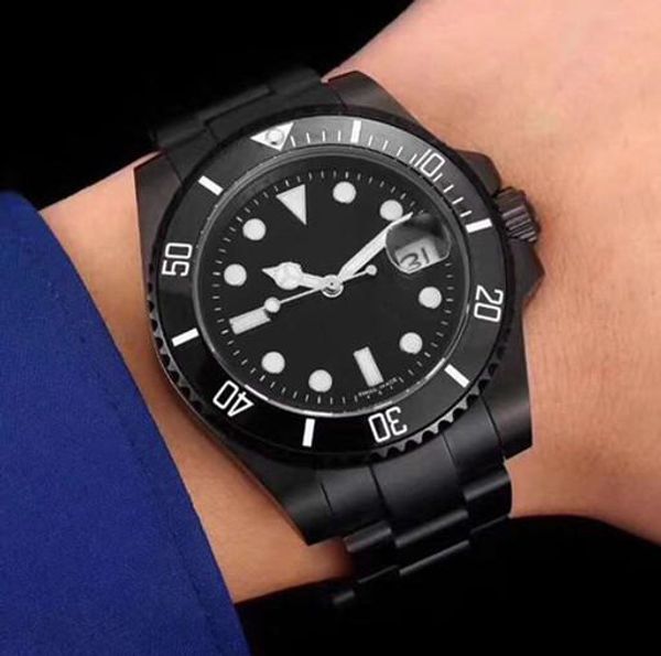 

fashion ceramic bezel black men's watch swiss automatic mechanical 40mm316l stainless steel sports business calendar male clock mens wa, Slivery;brown