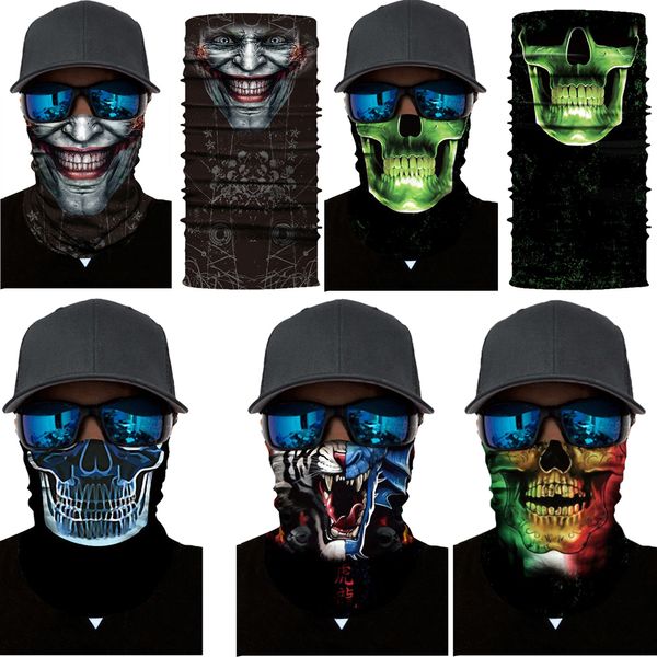 Halloween Skelett Motorrad Fahrrad Gesichtsmaske Schal Joker Stirnband Totenkopf Maskerade Masken für Ski Fahrrad Radfahren Angeln Outdoor Sport