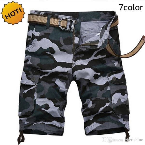 

new 2017 summer outdoor hiking straight cotton baggy camouflage cargo shorts men camo combat tactical militar short trousers plus size 29-42, White;black