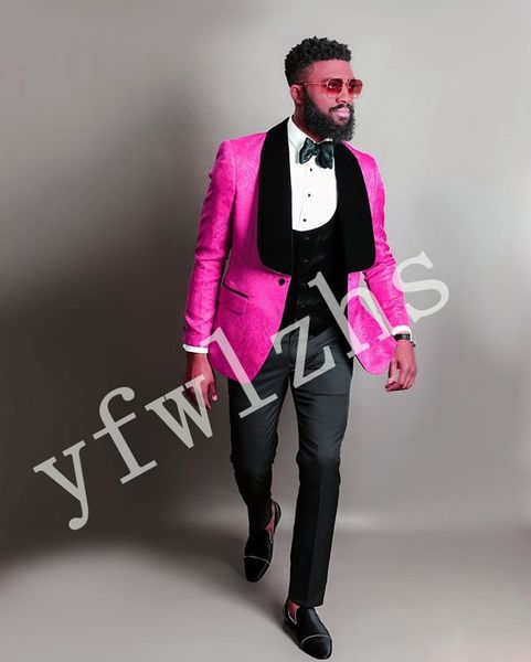 

one button handsome shawl lapel groom tuxedos men suits wedding/prom/dinner man blazer(jacket+pants+tie+vest) w166, Black;gray