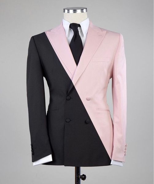 

2020 new arrival contrast design party suits men men slim fit suits pant prom doube breasted suit costume homme (jacket+pants, White;black