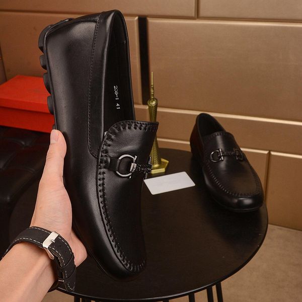 

mens designer dress shoes genuine leather shoes official shoes gentle mens travel walk shoe casual comfort breath loafer for men, Black