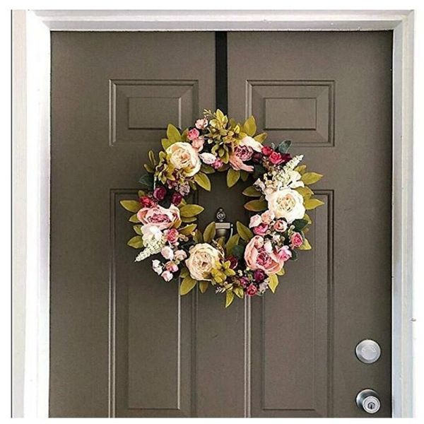 

2pcs 15-inch metal wreath hanger over the door hooks christmas garland holders seasonal home storage organizer home accessories