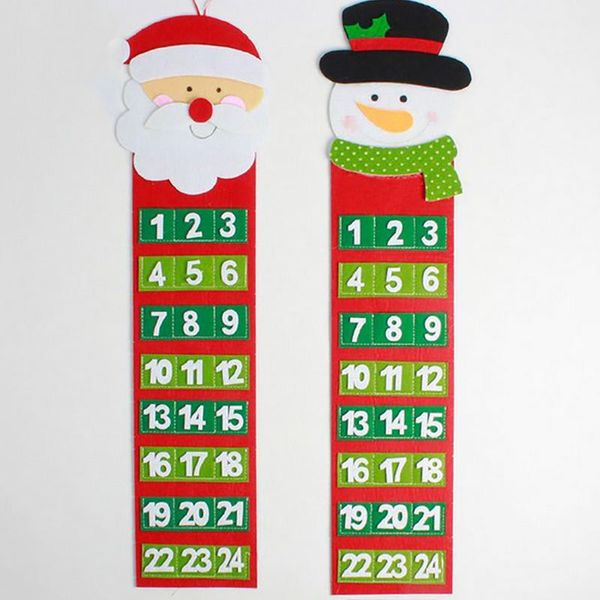 

christmas countdown calendar new year home wall hanging ornament santa claus snowman advent calendar christmas pendant 1pc j2