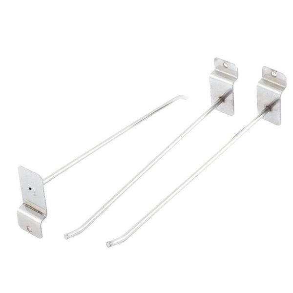

20cm long slat wall hooks silver tone 3 pcs for board shelf shelving