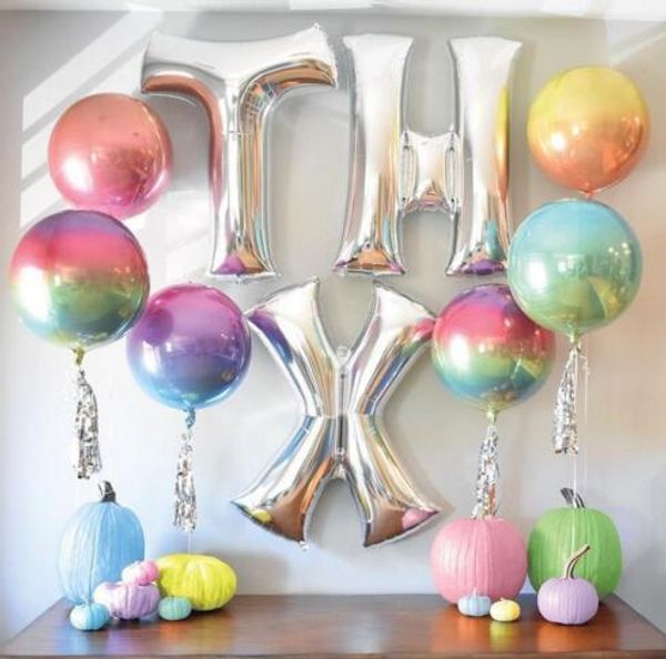 Palloncino per feste di buon compleanno 4D Decorazione per palloncini con rivestimento in alluminio circolare a scolorimento graduale Palloncino per feste