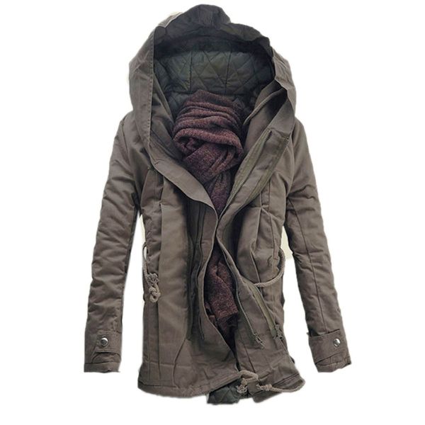 

drop ship fashion winter warm men parka coat men's hooded jacket coats casual thick cotton padded zipper closed jaqueta parkas, Tan;black