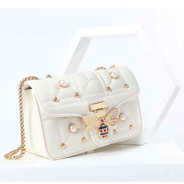 

new ins super fire design bag female fashion luxury bee bag mini designer diamond chain crossbody bag