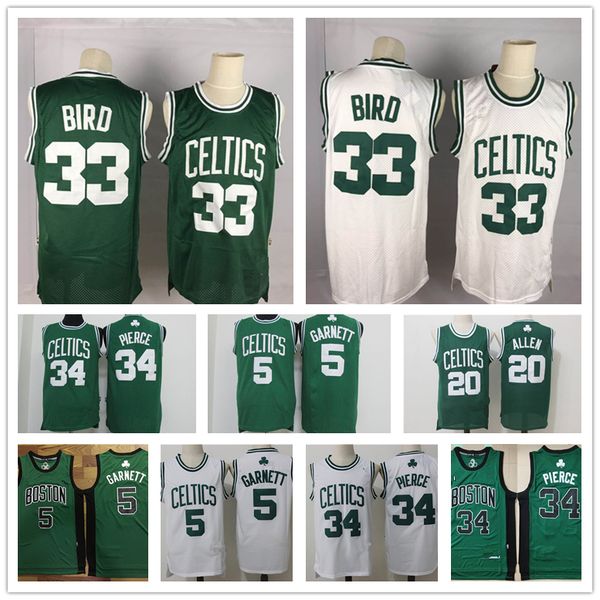 

vintage boston celtics paul 34 pierce jersey larry 33 bird kevin 5 kg garnett bill 6 russell ray 34 allen basketball jerseys, Black;red