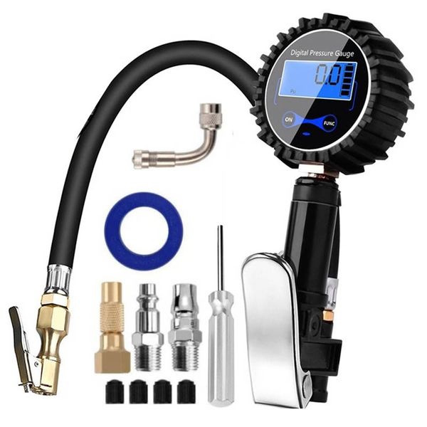 

digital tire inflator air compressor pump pressure gauge quick connection accessory truck car motorcycle